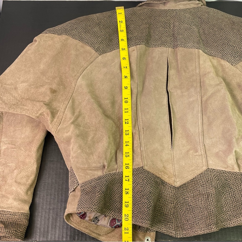 Vintage 80s Suede Women's Tan Bomber Jacket Size Medium - Picture 14 of 16